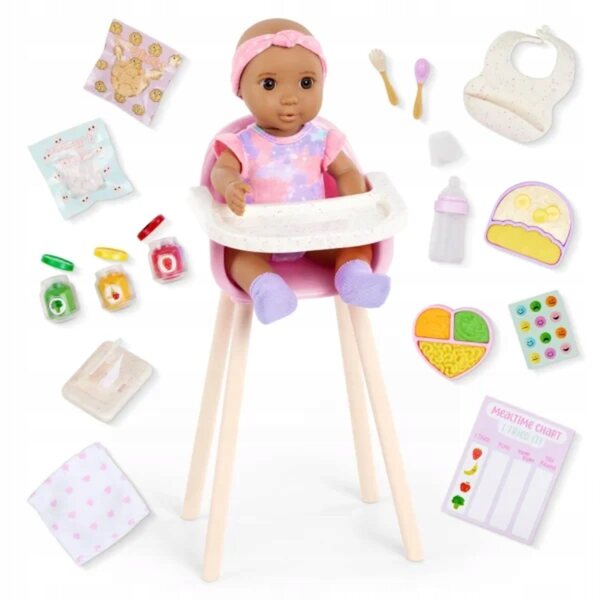 Our Generation Baby Emilia mit Essenszubehör – Babypuppen-Set 20 cm