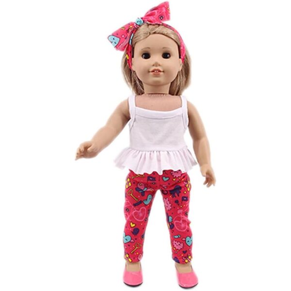 Kleidungsset für 18-Zoll-Puppen mit Hose, Hosenträgern und Stirnband – Odulu