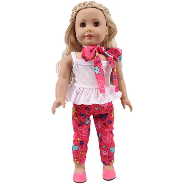 Kleidungsset für 18-Zoll-Puppen mit Hose, Hosenträgern und Stirnband – Odulu