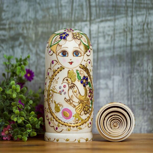 Set 10 Rosyjskich Laleczek Matrioszka in Legno, Dipinte a Mano, Decorazione Tradizionale