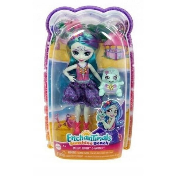 Enchantimals Tolene Schildkrötenpuppe mit kleiner Schildkröte, 15 cm, Mattel, für Kinder ab 4 Jahren