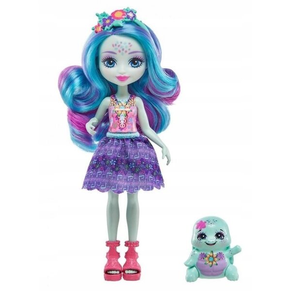 Enchantimals Tolene Schildkrötenpuppe mit kleiner Schildkröte, 15 cm, Mattel, für Kinder ab 4 Jahren