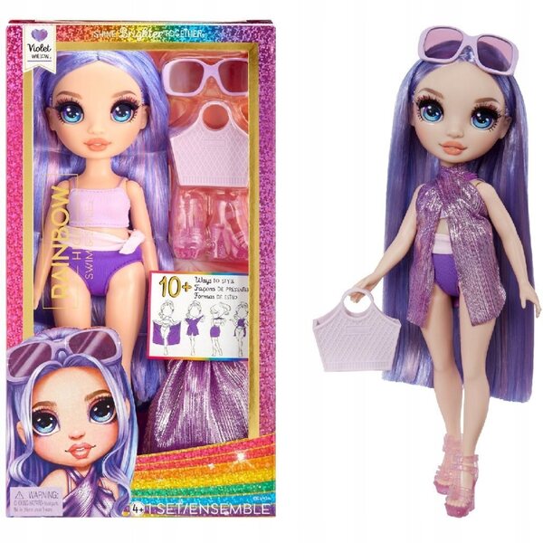 Rainbow High Violet Willow in Costume da Bagno Rosso - Bambola Moda Flessibile e Accessori