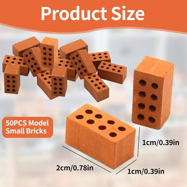 50 rote Miniatursteine 2x1x1 cm zum Modellieren und für kreative Dekorationen
