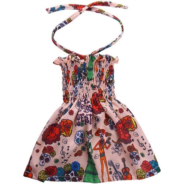 Sommerkleid für 18-Zoll-Puppen mit Blumenrock und Odulu-Skelett