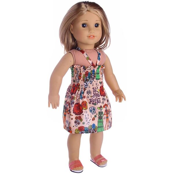 Sommerkleid für 18-Zoll-Puppen mit Blumenrock und Odulu-Skelett