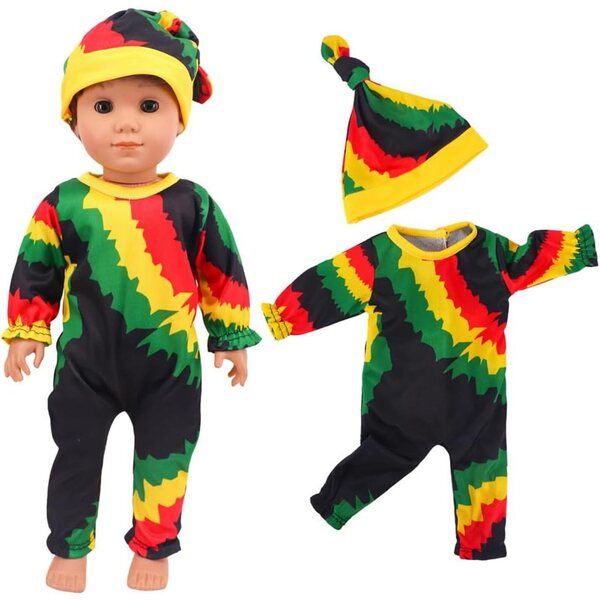 18 Zoll amerikanische Puppenkleidung – Pyjama und Schlafmütze, 2 Stück
