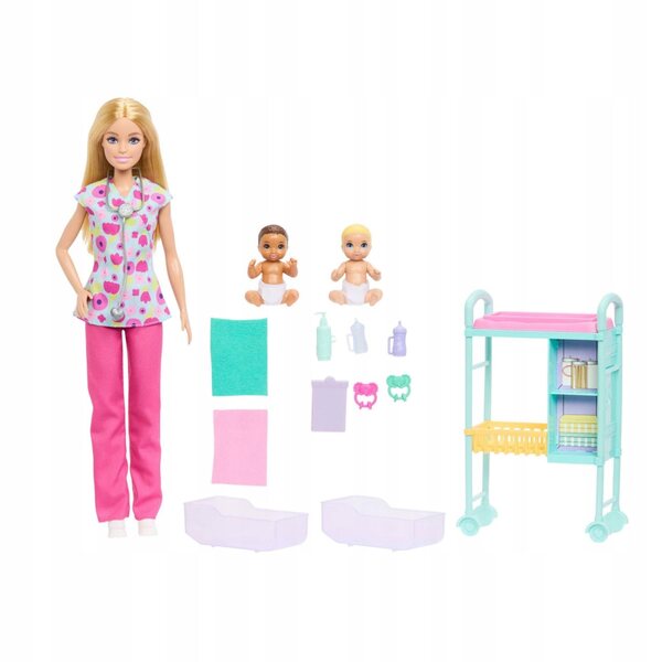 Barbie Kinderarzt-Set mit Blondina-Puppe für Kinder ab 3 Jahren