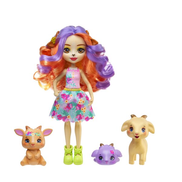 Enchantimals Ziegenfamilien-Set mit Golita-Ziegenpuppe und Tieren