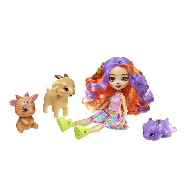 Enchantimals Ziegenfamilien-Set mit Golita-Ziegenpuppe und Tieren