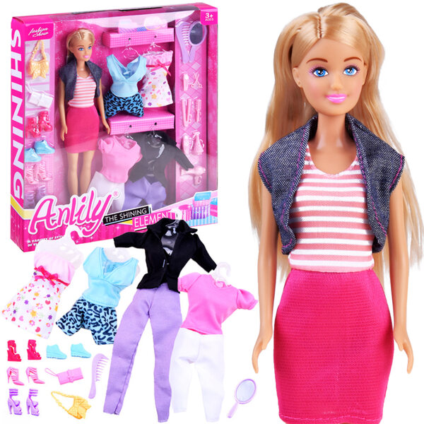 Anlily Blondynka Puppe mit Kleidung, Schuhen und Accessoires für Mädchen ab 3 Jahren
