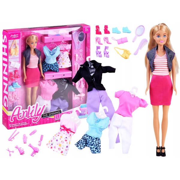 Anlily Blondynka Puppe mit Kleidung, Schuhen und Accessoires für Mädchen ab 3 Jahren