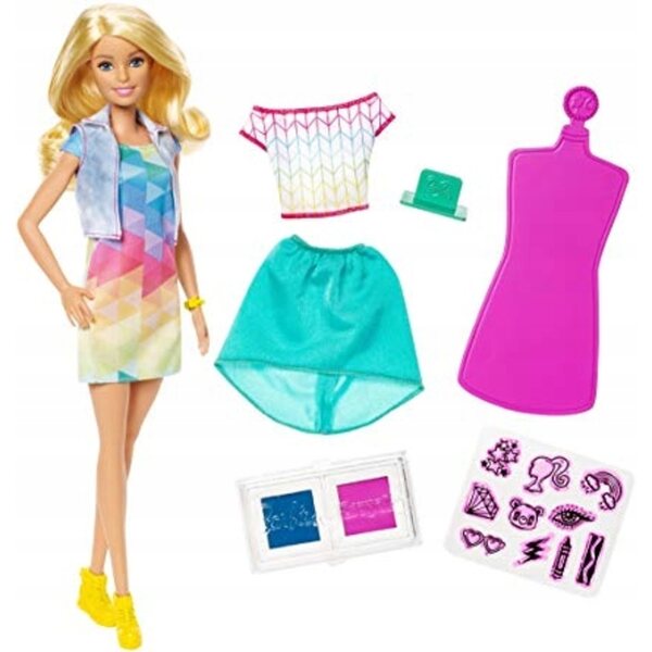 Barbie Crayola mit bunten Kleidern und Stempeln – Mattel FRP05 für Kinder ab 5 Jahren