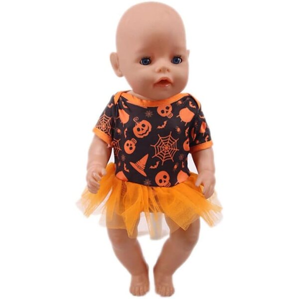 Halloween-Outfit für 18'' amerikanische Puppen mit Kürbis und Fledermausrock