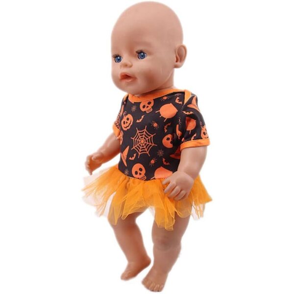 Halloween-Outfit für 18'' amerikanische Puppen mit Kürbis und Fledermausrock