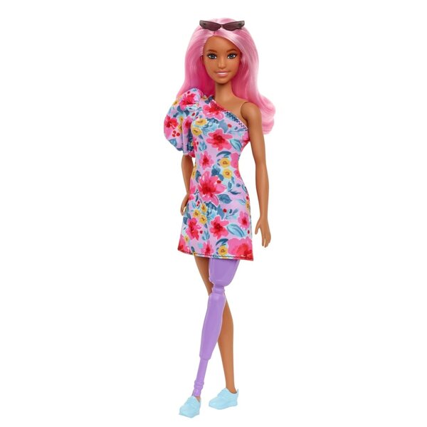 Barbie Fashionistas Mattel mit One-Shoulder-Kleid und Prothesen für Kinder ab 7 Jahren