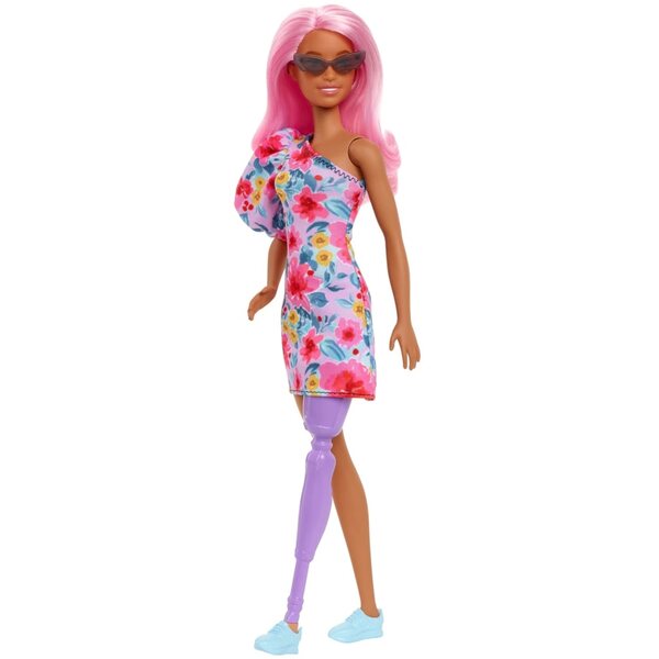 Barbie Fashionistas Mattel mit One-Shoulder-Kleid und Prothesen für Kinder ab 7 Jahren