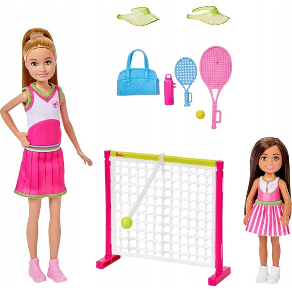 LALKA BARBIE NAUKA GRY W TENISA zestaw z dwoma lalkami Stacie i Chelsea