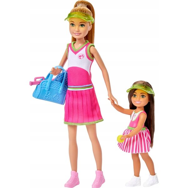 LALKA BARBIE NAUKA GRY W TENISA zestaw z dwoma lalkami Stacie i Chelsea