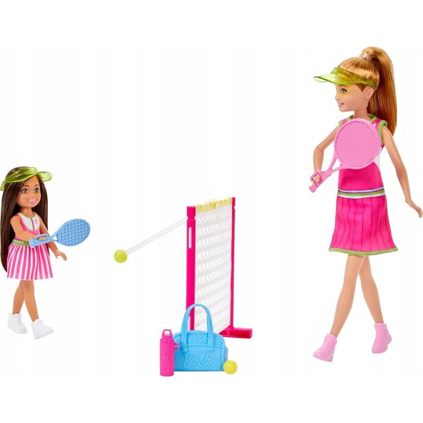LALKA BARBIE NAUKA GRY W TENISA zestaw z dwoma lalkami Stacie i Chelsea