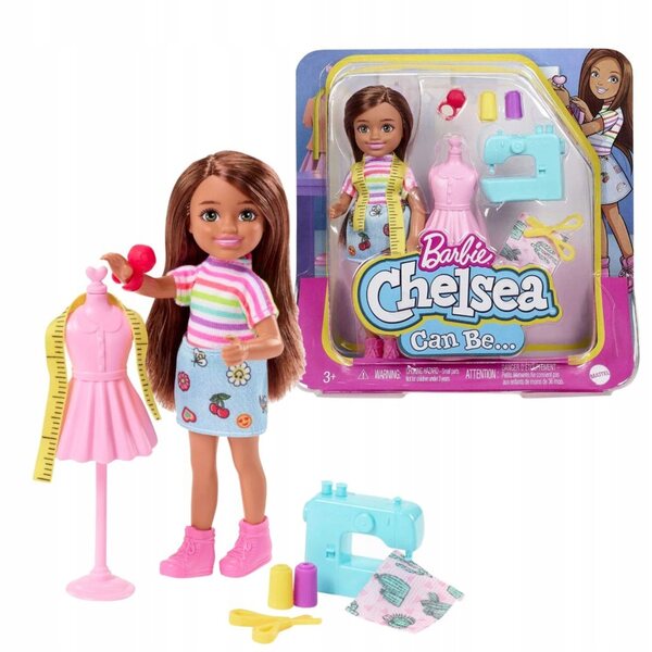 Barbie Chelsea Karriere-Schneiderin mit kreativem Zubehör und Schaufensterpuppe – Mattel
