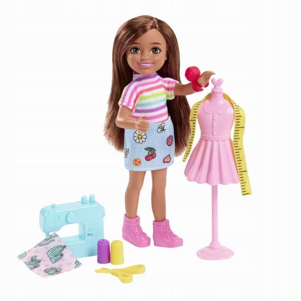 Barbie Chelsea Karriere-Schneiderin mit kreativem Zubehör und Schaufensterpuppe – Mattel