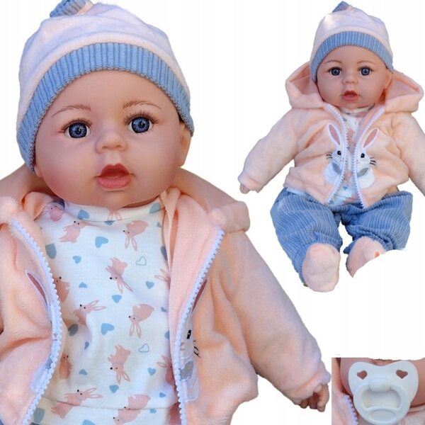 Interaktive 45 cm große Babypuppe, die mit Schnuller auf Polnisch spricht und singt