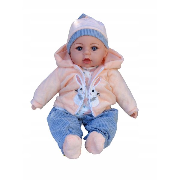 Interaktive 45 cm große Babypuppe, die mit Schnuller auf Polnisch spricht und singt
