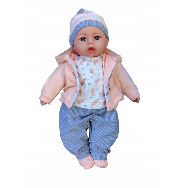 Interaktive 45 cm große Babypuppe, die mit Schnuller auf Polnisch spricht und singt