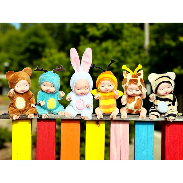 Set 6 mini bambole con costumi di animali per bambine da 3 anni in su