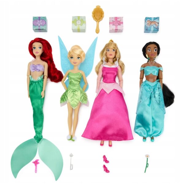 Set 11 bambole principesse Disney, Rosaspina Jasmine Biancaneve e Moana 29 cm