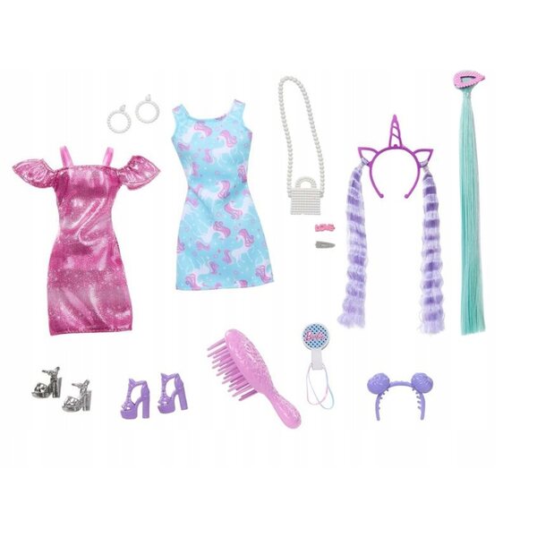 Barbie Hair Fun Puppe 35 cm mit lila Kleid und Accessoires