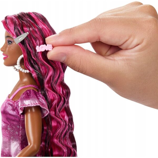 Barbie Hair Fun Puppe 35 cm mit lila Kleid und Accessoires