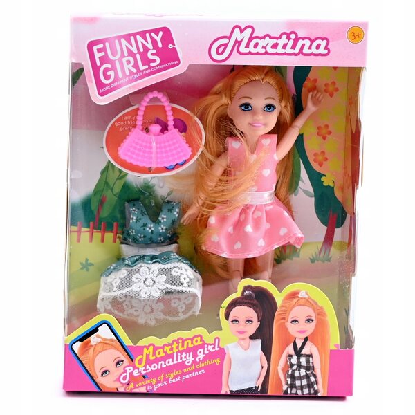 Mini bambola con accessori per bambine, vari modelli colorati e sicuri