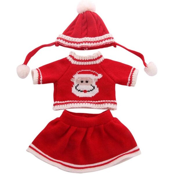 Kleidung für 18-Zoll-amerikanische Puppen – 3-teiliges Set, Weihnachtsrot