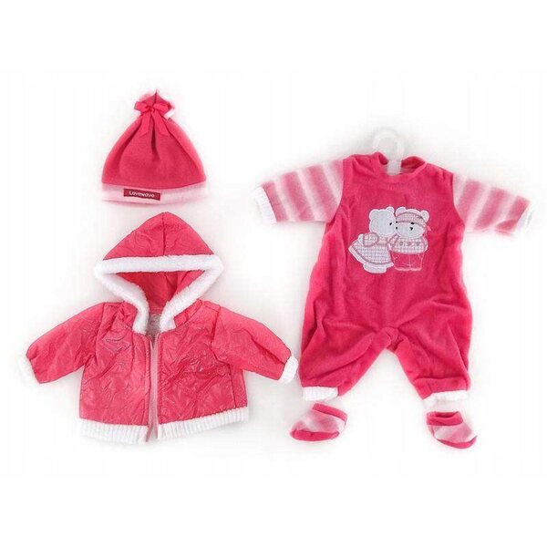 Set abbigliamento rosa per bambola 45 cm con giacca, cappello e body