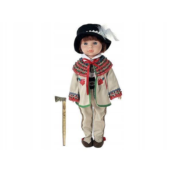 Bambola tradizionale bambino in costume folk che parla e canta 38 cm