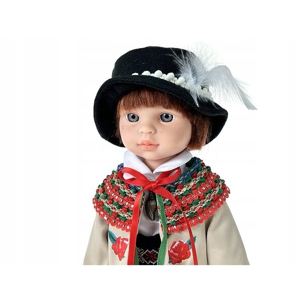 Bambola tradizionale bambino in costume folk che parla e canta 38 cm