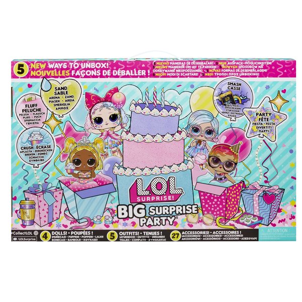 L.O.L. SURPRISE Große Überraschungsparty – Set mit 4 Puppen und Zubehör für Kinder