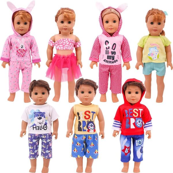 Kleidung für amerikanische 18-Zoll-Puppen – T-Shirt, Shorts und Freizeithosen