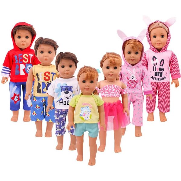 Kleidung für amerikanische 18-Zoll-Puppen – T-Shirt, Shorts und Freizeithosen