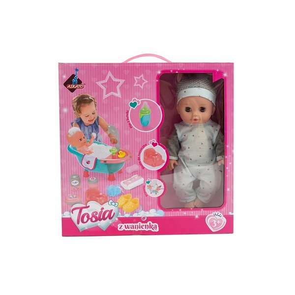 Bambola Baby Tosia con vaschetta e accessori da gioco - 30 cm