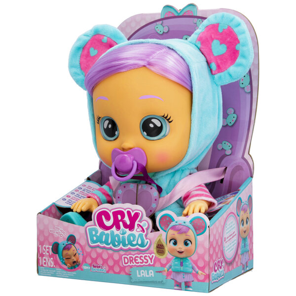 Das interaktive Weinbett Cry Babies Dressy Lala mit abnehmbarer Kleidung