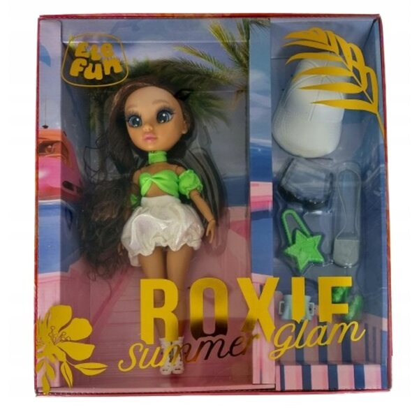 Elefun Roxie Summer Glam bambola con capelli castani e look estivo alla moda