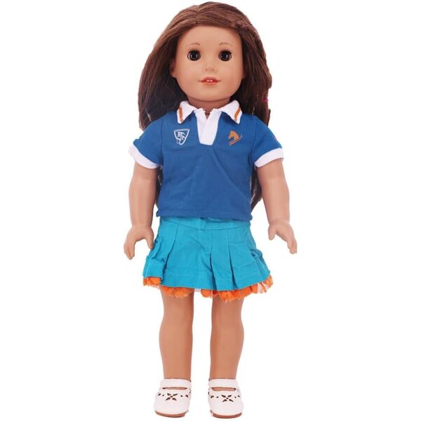 Kleidung für 18-Zoll-Puppen – komplettes Set aus Hemd, Mantel, Rock und Freizeitkleid