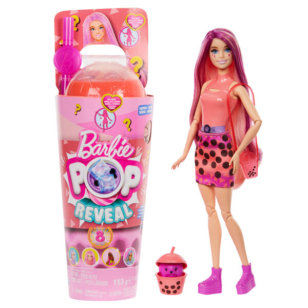 Barbie Pop Reveal Mango Bubble Tea – Modepuppe mit 8 Überraschungen und Parfüm
