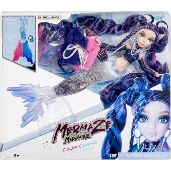 Syrenka Mermaze Winter Nera 31 cm Cambia Colore con Pinna Finiture Glitterate