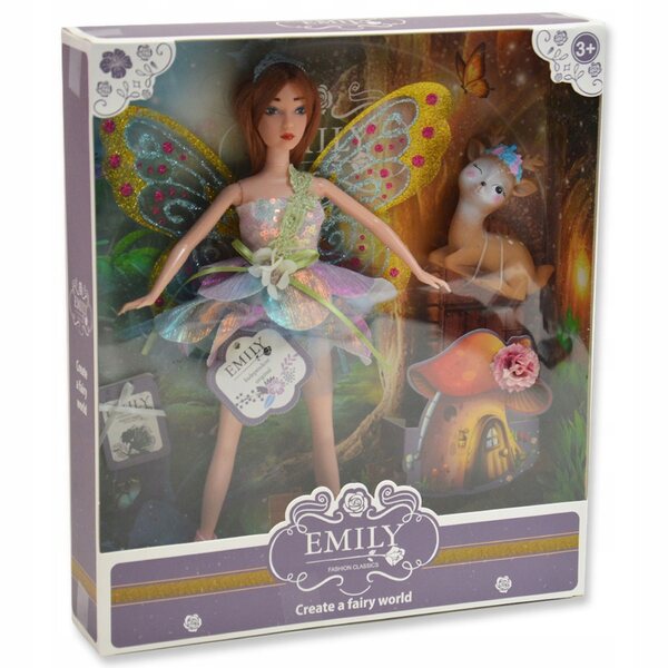 Bambola Emily Fata Blue 30 cm con Ali Glitterate e Abito Elegante