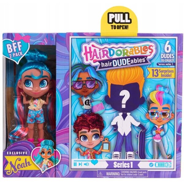 Mini bambola Hairdorables Hairdudeables Series 1 BFF 2 pack con 13 sorprese