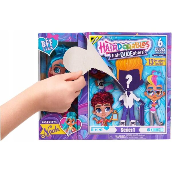 Mini bambola Hairdorables Hairdudeables Series 1 BFF 2 pack con 13 sorprese